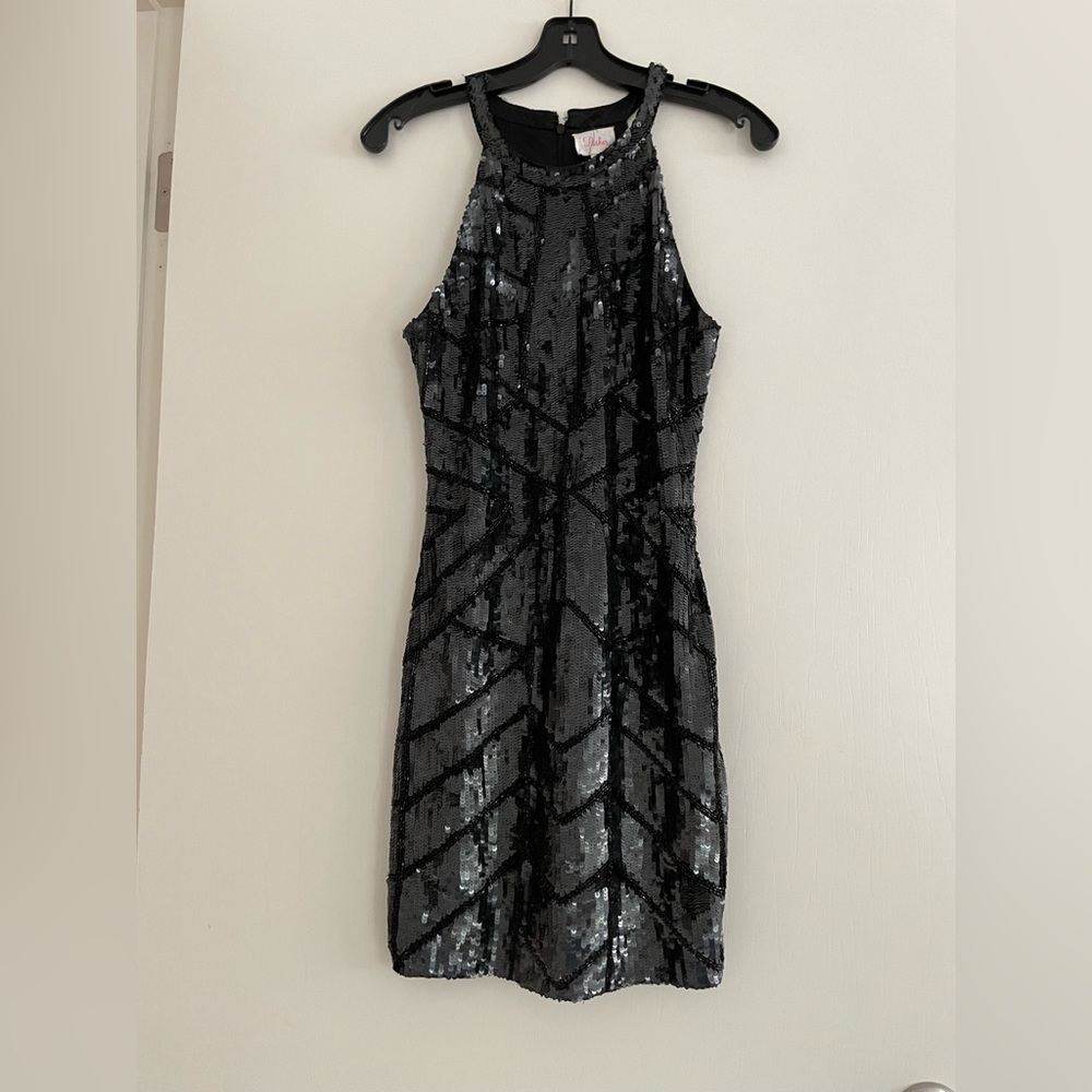 Parker black sequin sparkly mini dress